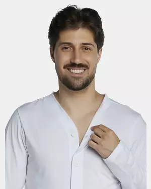 Pijama Masculino Adulto Manga Longa Com Abertura e Calça