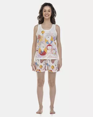 Pijama Feminino Adulto Regata e Short