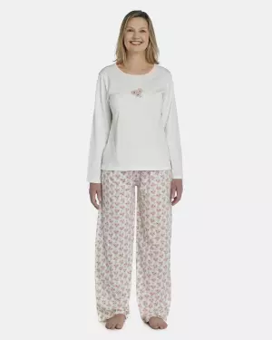 Pijama Feminino Adulto Manga Longa e Calça