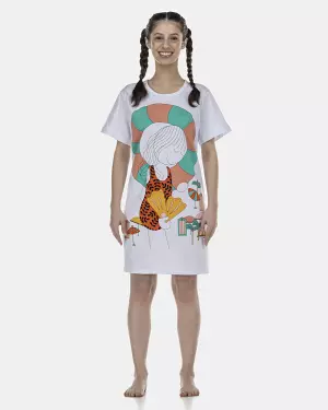 Camisão Feminino Adulto Manga Curta