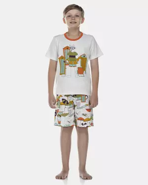 Pijama Masculino Kids Manga Curta e Bermuda