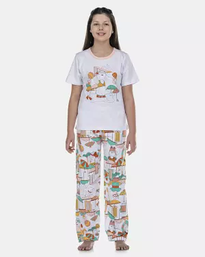 Pijama Feminino Kids Manga Curta e Calça