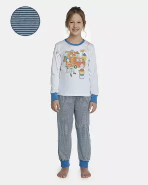 Pijama Feminino Kids Manga Longa e Calça Com Punhos