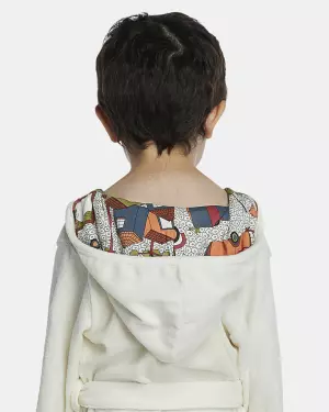 Roupão Masculino Baby Manga Longa Traspassado Com Capuz Atoalhado