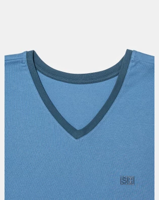 Pijama Masculino Adulto Manga Curta e Short Decote V