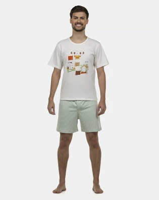 Pijama Masculino Adulto Manga Curta e Short