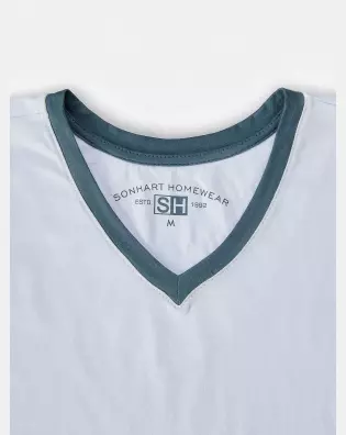 Pijama Masculino Adulto Manga Curta Decote V e Calça