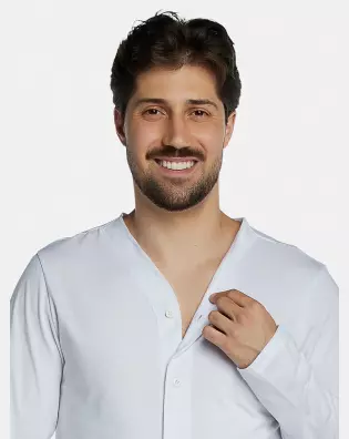 Pijama Masculino Adulto Manga Longa Com Abertura e Calça