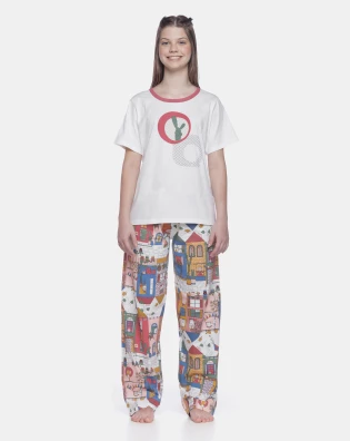 Conjunto Feminino Adulto Manga Curta e Calça
