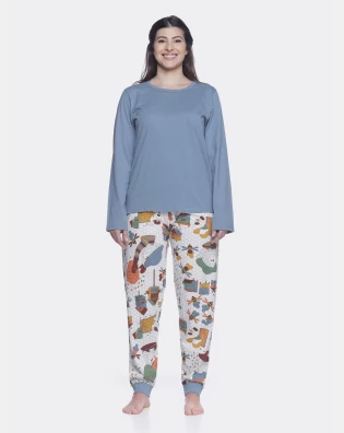 Pijama manga longa e calça