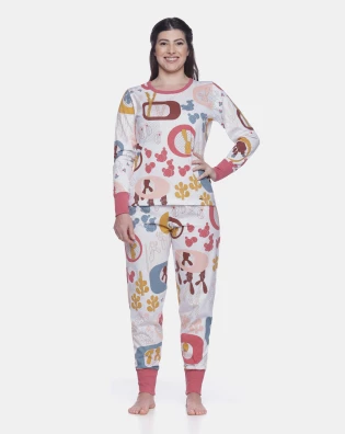 Conjunto Feminino Adulto Manga Longa e Calça Com Punho