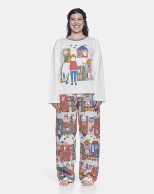 Conjunto Feminino Adulto Manga Longa e Calça Moletinho