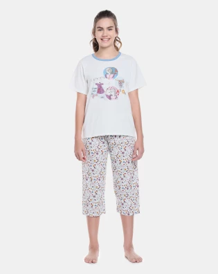Pijama Feminino Adulto Manga Curta e Corsário