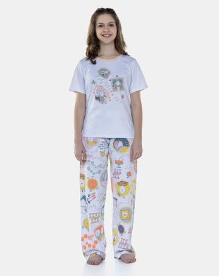 Pijama Manga Curta e Calça