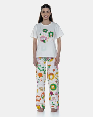 Pijama Manga Curta e Calça