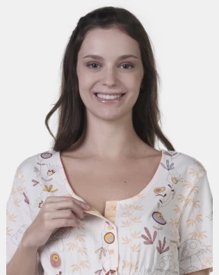 Pijama Gestante Manga Curta e Corsário     