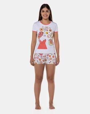 Pijama Sonhart | Pijama Feminino baby-look manga curta e short