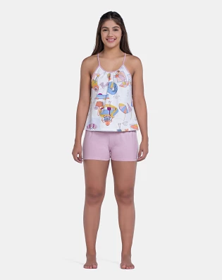 Pijama Curto Sonhart Feminino Regata Alça Fina e Short Rosa