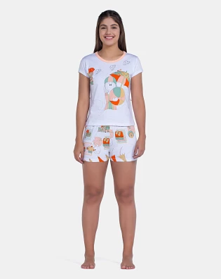 Pijama Baby-Look Manga Curta e Short