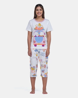 Pijama Manga Curta e Corsário