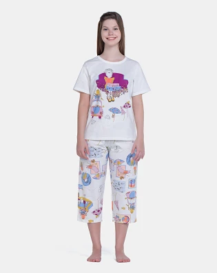 Pijama Manga Curta e Corsário
