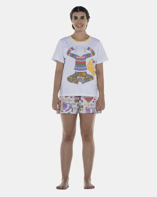 Pijama Feminino Adulto Manga Curta e Short