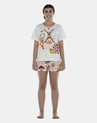 Pijama Feminino Adulto Manga Curta e Short