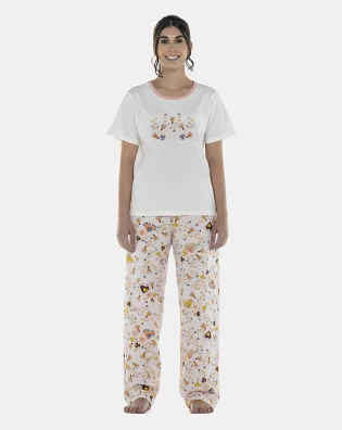 Pijama Feminino Adulto Manga Curta e Calça