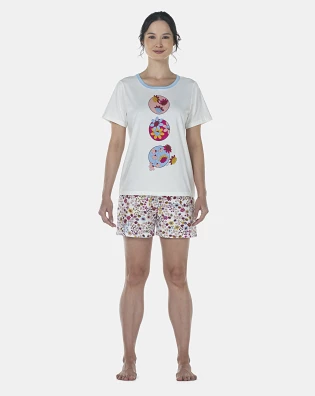 Pijama Feminino Adulto Manga Curta e Short