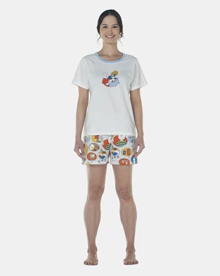 Pijama Feminino Adulto Manga Curta e Short