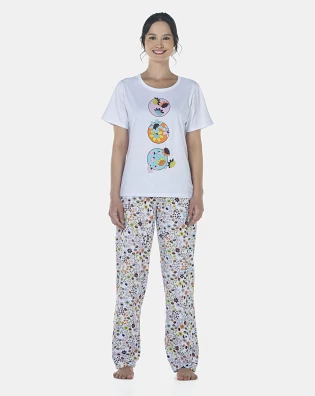 Pijama Feminino Adulto Manga Curta e Calça