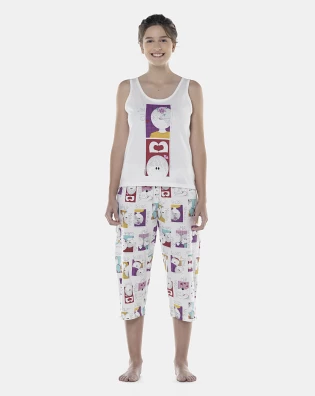 Pijama Feminino Adulto Regata e Corsário