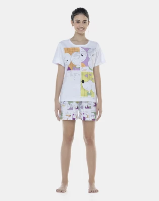 Pijama Feminino Adulto Manga Curta e Short