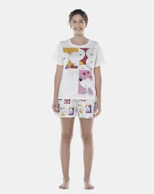 Pijama Feminino Adulto Manga Curta e Short