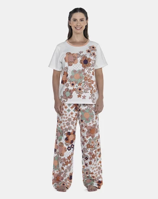 Pijama Feminino Adulto Manga Curta e Calça
