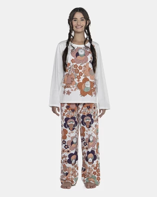 Pijama Feminino Adulto Manga Longa e Calça