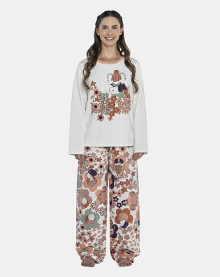 Pijama Feminino Adulto Manga Longa e Calça Moletinho