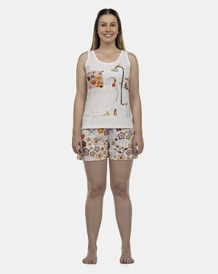 Pijama Feminino Adulto Regata e Short