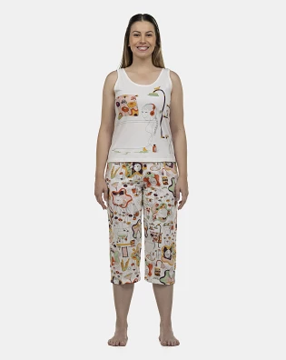 Pijama Feminino Adulto Regata e Corsário