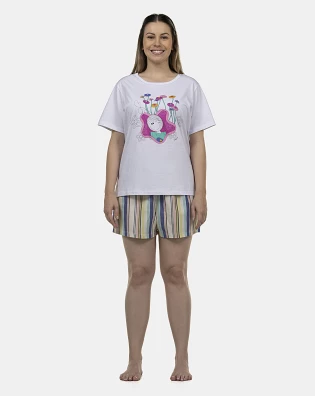 Pijama Feminino Adulto Manga Curta e Short