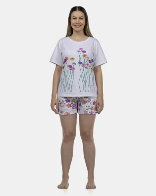 Pijama Feminino Adulto Manga Curta e Short