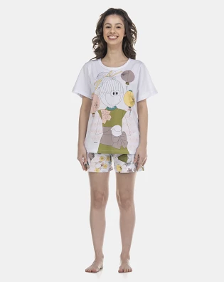 Pijama Feminino Adulto Manga Curta e Short