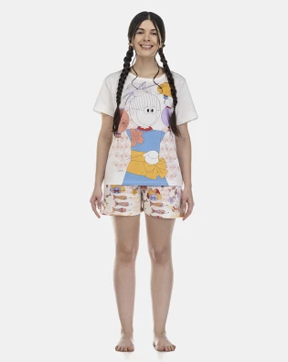 Pijama Feminino Adulto Manga Curta e Short
