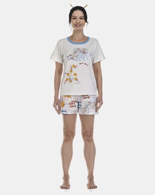 Pijama Feminino Adulto Manga Curta e Short