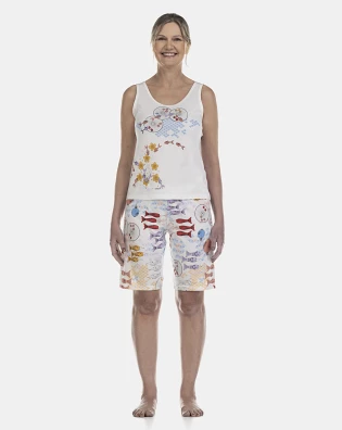 Pijama Feminino Adulto Regata e Bermuda