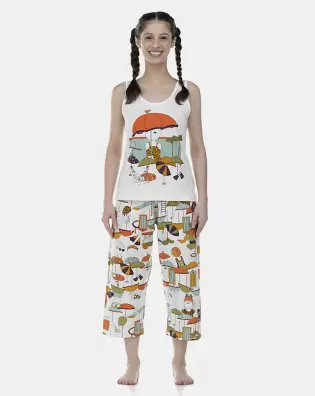 Pijama Feminino Adulto Regata e Corsário