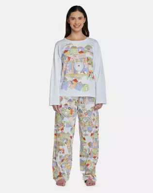 Pijama Feminino Adulto Manga Longa e Calça