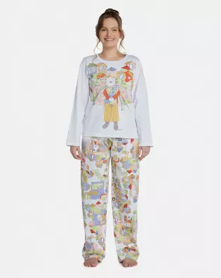 Pijama Feminino Adulto Manga Longa e Calça