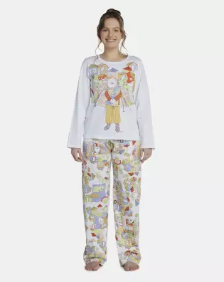 Pijama Feminino Adulto Manga Longa e Calça