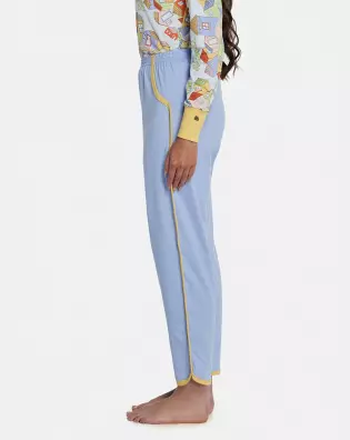 Pijama Feminino Adulto Manga Longa Com Punhos e Calça